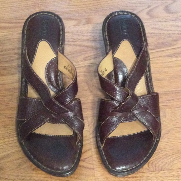Born Brown Leather Sandals with Heel - Picture 2 of 7